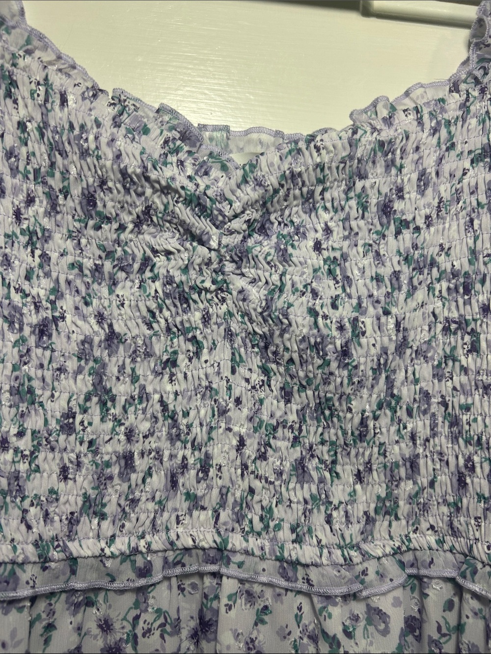 Altar’d State, Lavender Floral Smocked Dress, Size L - Picture 3 of 13